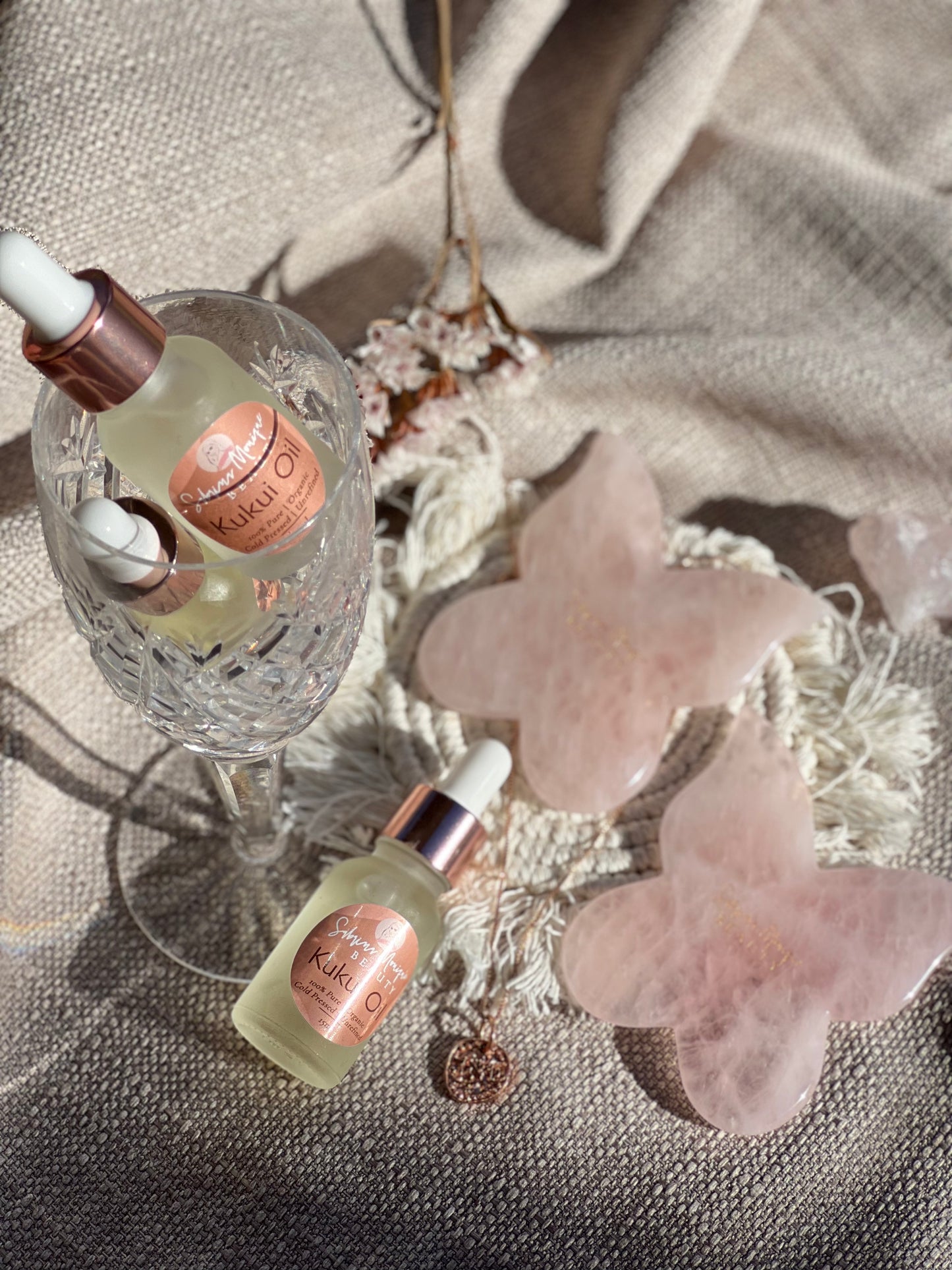 The Butterfly Gua Sha + Kukui Oil Set